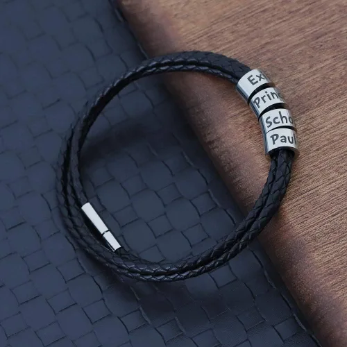 Miniatura 2 de ORFAN Pulseras de cuero trenzadas personalizadas para hombre con 2 a 6 nombres personalizado nombre pulsera personalizada para hombres mujeres
