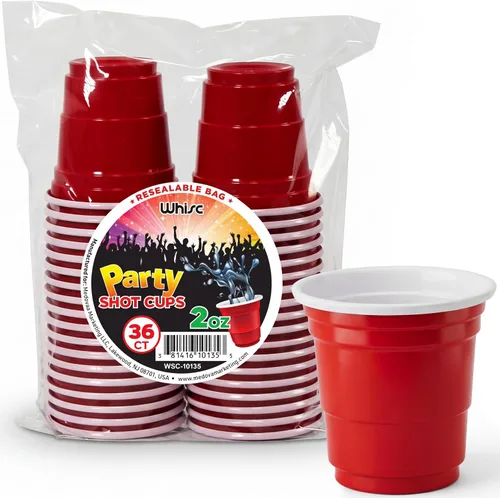 Miniatura 9 de WHISC Vasos de chupito desechables rojos, 2 onzas, paquete de 100 vasos de chupito de plástico a granel para fiestas, gelatinas, degustaciones