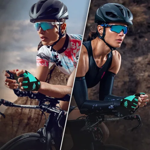 Miniatura 7 de Guantes de bicicleta para hombres y mujeres con almohadilla antideslizante que absorbe los golpes, guantes de ciclismo ligeros de medio dedo