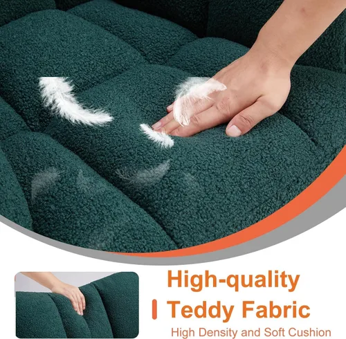 Miniatura 5 de YSSOA Mecedoras para guardería, mecedora reclinable tapizada de peluche con respaldo alto, cómoda silla de lectura, silla auxiliar esponjosa