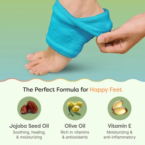 Miniatura 4 de ZenToes Calcetines hidratantes para tratamiento de talón agrietado, vitamina E, calcetines de talón con infusión de aceite de oliva y aceite de Azul