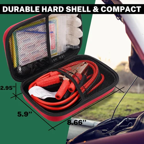 Miniatura 3 de Kit de emergencia en carretera para automóvil con cables de puente de batería, accesorios para automóvil para hombres o mujeres, kit de seguridad