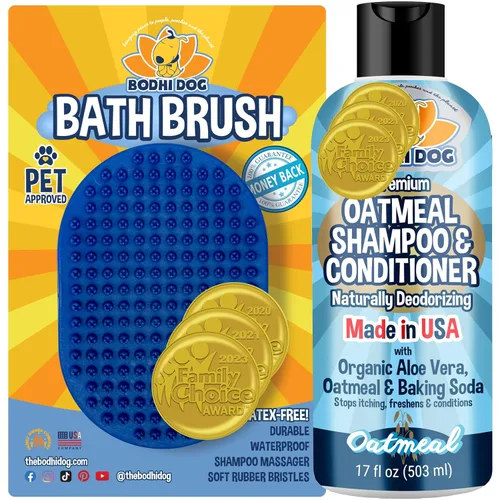 Miniatura 11 de Bodhi Dog - Cepillo de mascotas relajante para masajear con el champú, peine de cerdas de goma para perros y gatos Azul