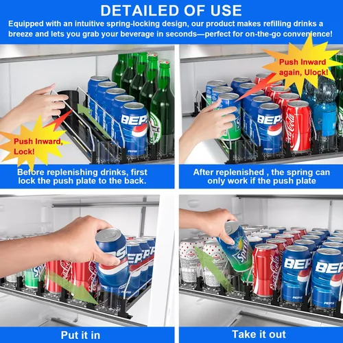Miniatura 3 de 2024 Organizador de Bebidas para Nevera, Dispensador de Latas de Soda Mejorado para Refrigerador, Organizador Automático de Latas con Empujador