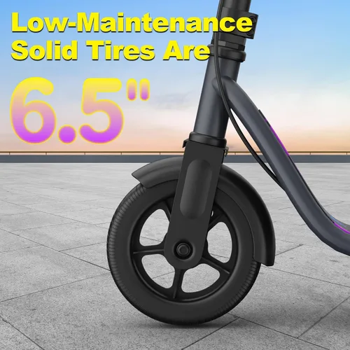 Miniatura 7 de VOLPAM Scooter eléctrico para niños de 8 a 12 años, neumáticos sólidos de 6.5 pulgadas, motor de 250 W con 3 velocidades de hasta 9 MPH, arranque