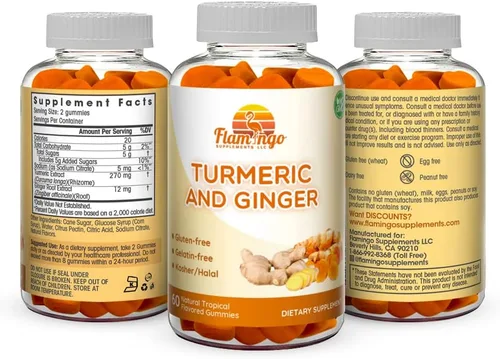Miniatura 3 de Gomitas masticables de curcumina y jengibre de cúrcuma para adultos y niños. Apto para veganos, kosher y halal, sin gluten, sin OMG. 60