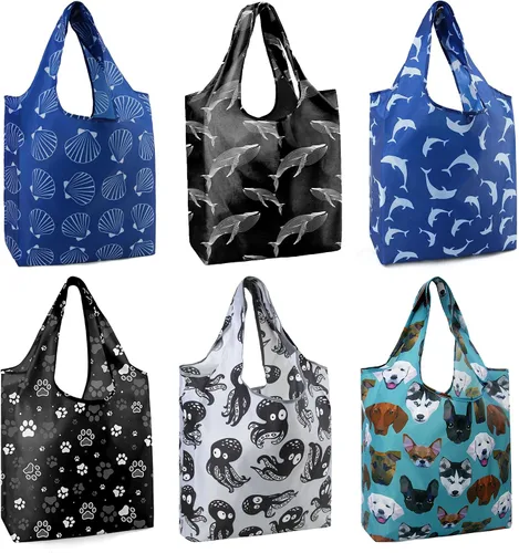 Miniatura 30 de Bolsas de la compra de animales reutilizables plegables bolsas de comestibles
