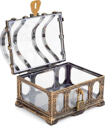 Miniatura 2 de Cofre del tesoro antiguo transparente para niños, almacenamiento pirata de plástico y caja decorativa Baúl antiguo transparente 1