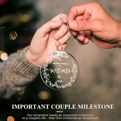 Miniatura 2 de Regalos de compromiso para parejas 2025, nuestro primer adorno de cristal de compromiso de Navidad, regalos para parejas recién comprometidas
