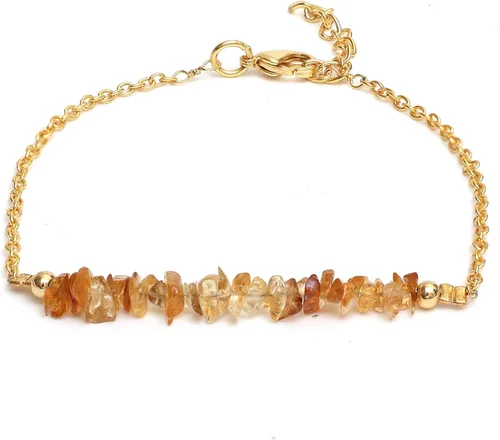 Gempires Natural Chips Bar Bracelet, Energy Healing Crystals, Birthday, Gift for Her, Gemstone Jewelry 8 inch