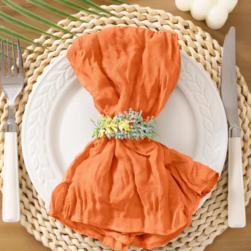 Miniatura 19 de Socomi Servilletas de Gasa Rosa para Otoño y Acción de Gracias, Tela de Queso, Conjunto de 10 Servilletas Lavables de Boho para Cena, Ideales