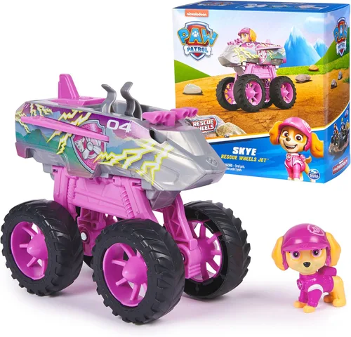 PAW Patrol: Rescue Wheels Skye’s Jet, camión juguete con transformación en modo avión y figura de acción coleccionable, juguete para niños y niñas