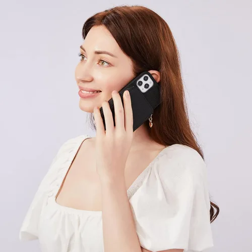 Miniatura 8 de Funda para iPhone 13 Pro Max de 6.7 pulgadas, bolso cruzado con cremallera con bloqueo RFID, soporte de 10 ranuras para tarjetas, cordón desmontable