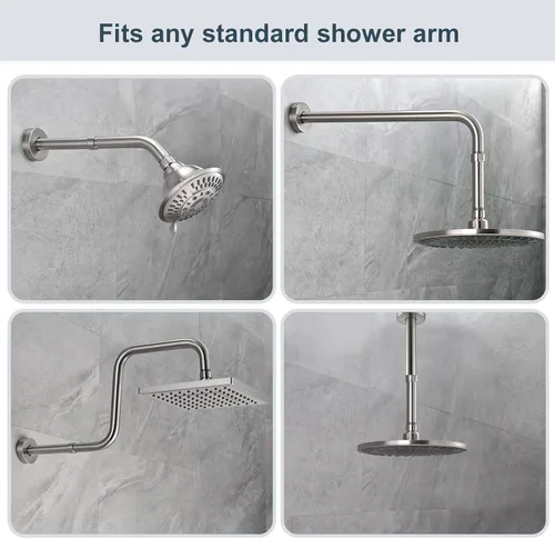 Miniatura 3 de BRIGHT SHOWERS Brazo Extensor de Ducha para Cabezal de Lluvia y de Mano, Brazo de Extensión de Cabezal de Ducha de 4 Pulgadas, Extensión de Tubo