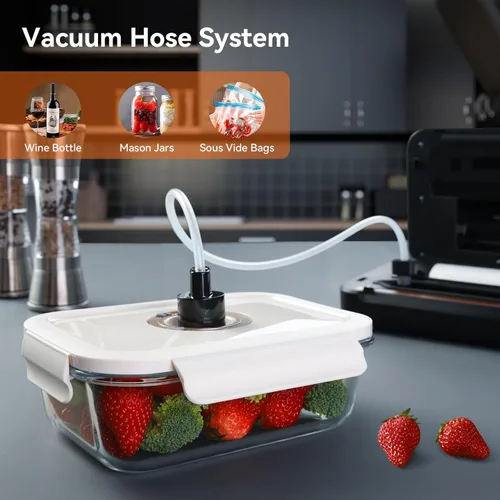 Miniatura 5 de Máquina selladora al vacío, sellador de alimentos, selladores de vacío para alimentos, 80KPA, sellado automático 8 en 1, modo seco/húmedo
