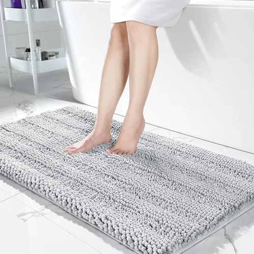Miniatura 75 de Yimobra Alfombras lavables para baño, alfombra de baño de chenilla súper suave y absorbente para piso y alfombra, alfombra antideslizante de secado