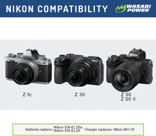 Miniatura 2 de Wasabi Power Cargador de batería USB dual para Nikon EN-EL25, EN-EL25a, MH-32 Compatible con Nikon Z30, Z50, Z50 II, Zfc