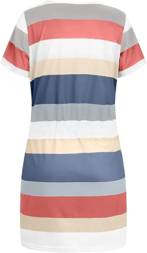 Miniatura 5 de Chenheng Mini vestidos de verano para mujer casual cuello en V sin mangas vestido de espagueti a rayas con correa y bolsillo