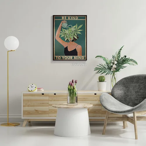 Miniatura 5 de Póster vintage con texto en inglés «Be Kind To Your Mind» («Be Kind To Your Mind») con cita de salud mental, pósteres artísticos de pared geniales