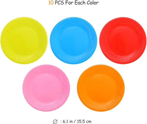 Miniatura 3 de NUOLUX Platos de postre de papel desechables de 6 pulgadas, platos pequeños redondos de papel para pasteles, aperitivos, cenas, fiestas y comidas