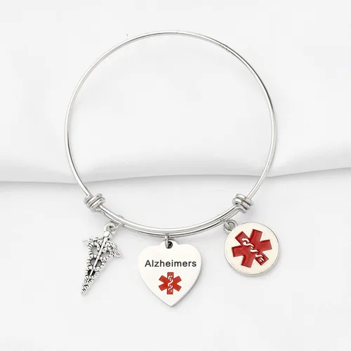 Miniatura 3 de KEYCHIN Pulsera de acero de grado quirúrgico con alerta médica para hombres y mujeres, epilepsiaanticoagulante de la sangre SOS pulseras médicas