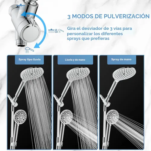Miniatura 4 de MakeFit Combo de Cabezal de Ducha de Lluvia con Doble Filtro, Cabezal de Ducha de Mano con Barra Ajustable - Cabezal de Ducha de Lluvia y Cabezal