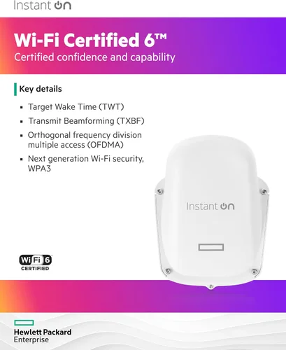 Miniatura 5 de Punto de acceso inalámbrico HPE Networking Instant On AP27 2x2 WiFi 6 para exteriores (paquete de 3) Fuente de alimentación no incluida