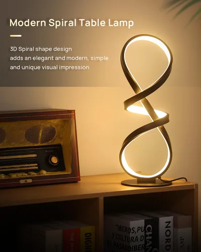 Miniatura 5 de Juego de 2 lámparas de mesa JIOODICH., lámpara de escritorio LED con atenuación táctil en espiral, lámpara de mesita de noche moderna de 3
