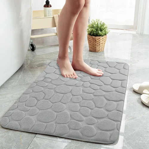 Miniatura 16 de Tapete de baño negro de secado rápido, 24 x 36 pulgadas, antideslizante, de espuma viscoelástica, lavable a máquina