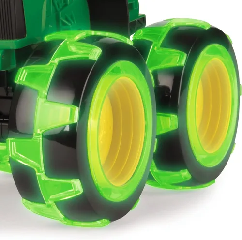 Miniatura 2 de TOMY Monster Treads Lightning Wheels - Tractor John Deere - Juguete de camión monstruo con luces activado por movimiento - Juguetes de tractor John