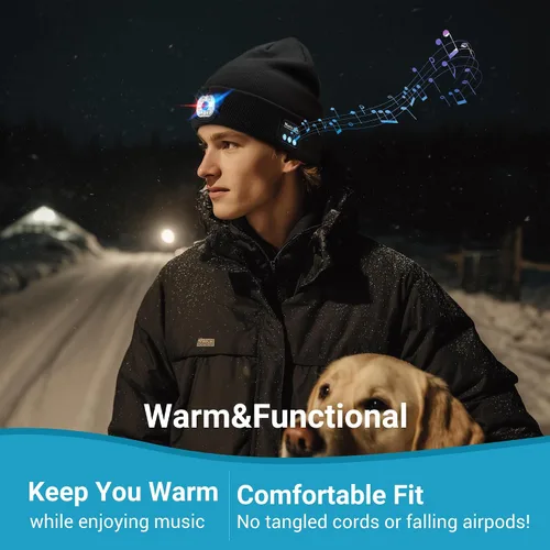 Miniatura 2 de Bluetooth Beanie with Light, LED Beanie with Built-in Speaker and Microphone, Unique Gifts for Men Women