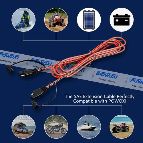 Miniatura 5 de POWOXI Cable de extensión SAE de 15 pies de desconexión rápida, cables solares, conector SAE para panel solar, automotriz, RV, motocicleta, tractor