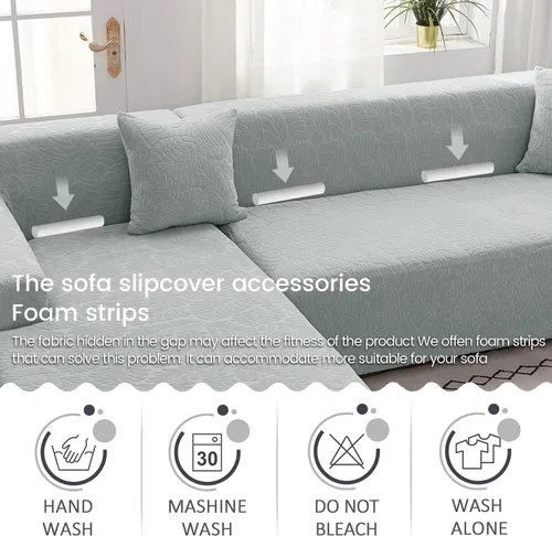 Miniatura 4 de OKYUK Funda para sofá modular en forma de L, 2 fundas de sofá impresas de alta elasticidad de 3 + 3 asientos + 2 fundas de almohada, protector