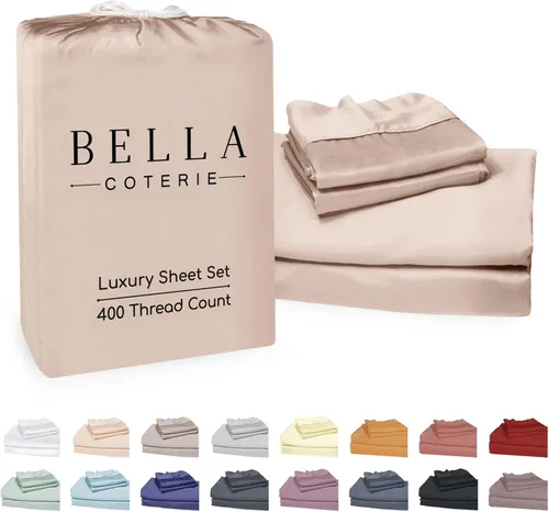 Miniatura 34 de Bella Coterie - Juego de sábanas de lujo de viscosa de bambú para cama tamaño split king 2 sábanas ajustadas para camas Sleep Number y camas 06