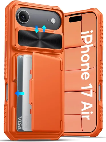 Miniatura 44 de ATATOO Funda para iPhone 17, tarjetero integrado (almacena 3-5 tarjetas) y funda para cámara deslizante y bloqueo RFID, protección de grado militar
