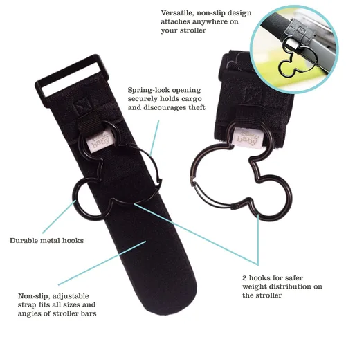 Miniatura 2 de Disney Baby by J.L. Childress - Ganchos para cochecito de bebé, accesorios esenciales de viaje para mamá, clip de mosquetón para cochecito