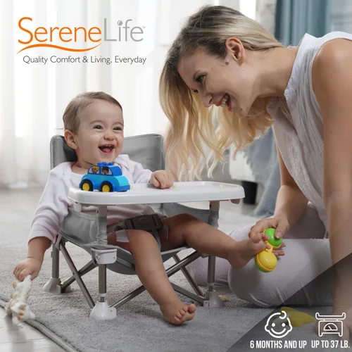 Miniatura 7 de Serene Life - Asiento elevador de asiento para bebé, ahorro de espacio, silla de alimentación plegable portátil para abrir y reventar, cinturón