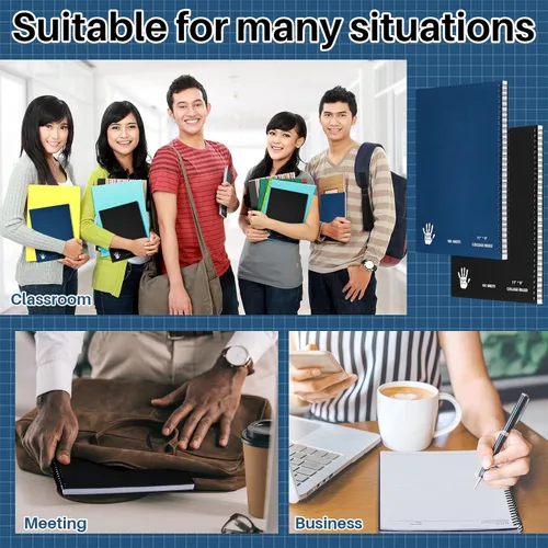 Miniatura 7 de Jutom 2 blocs de cuadernos jumbo para zurdos de 11 x 8.5 pulgadas, encuadernados con alambre para zurdos, 200 páginas, diario inspirador para negro