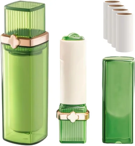 Mini rodillo de pelusas, portátil y removedor de pelusa de viaje para ropa y pelo de mascotas, diseño de lápiz labial de tamaño bolsillo, 1 verde y