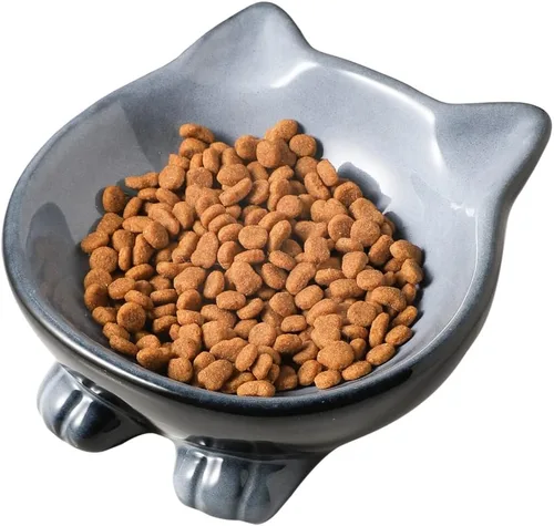 Miniatura 21 de Nihow Cuencos Elevados Inclinados para Gatos: Cuenco Elevado de Cerámica de 5 Pulgadas para Comida de Gato para Proteger la Columna Vertebral