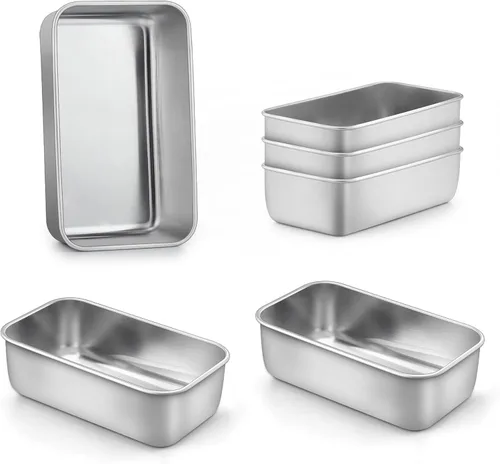 Miniatura 20 de LIANYU Paquete de 4 mini moldes para hornear pan, 6.3 x 3.5 pulgadas, molde pequeño de acero inoxidable para pan casero, molde de hojalata