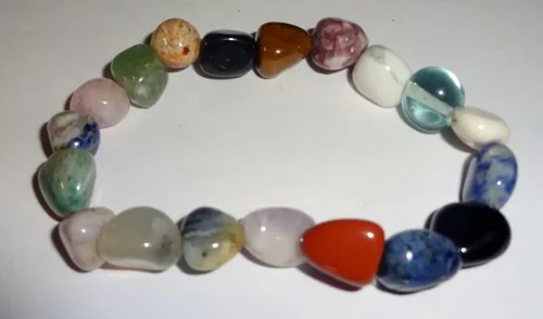 Miniatura 9 de 1 pulsera elástica con cuentas de pepita de cristal caído de calidad #2 estilo chakras mixto de 0.157-0.315 in