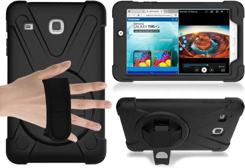 Miniatura 3 de Funda para Samsung Galaxy Tab E 8.0, resistente híbrida, a prueba de golpes, con función atril y correa de mano para Samsung Galaxy Tab E 32GB