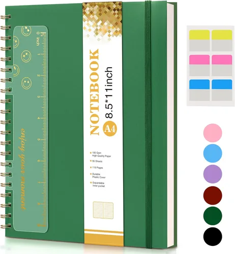 Miniatura 31 de Lined Spiral Notebook Journal 8.5” x 11”, A4 Large Notebooks for Women Men, College Ruled Journal, 100 GSM Paper, Plastic Hardcover Spiral Bound