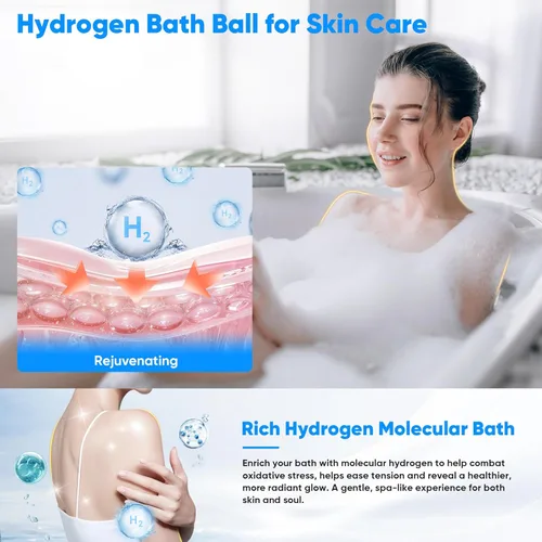 Miniatura 5 de Bombas de bola de baño de hidrógeno para aliviar los músculos y el estrés - Bombas de hidrógeno molecular H2 para spa y remojo de agua rica en Blanco