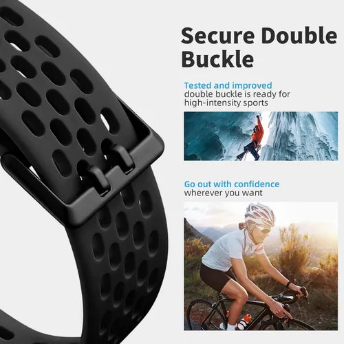 Miniatura 3 de Getino Bandas compatibles con Fitbit Charge, correas deportivas de repuesto ajustables transpirables suaves para Fitbit Charge 5/6, Negro