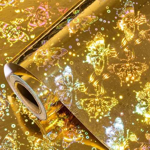 Miniatura 22 de LeZakaa Papel de Regalo Holográfico Rosa, Papel de Aluminio Metálico con Brillo y Diseño de Estrellas para Navidad, Día de la Madre, Graduación