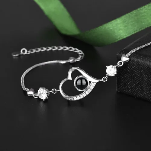 Miniatura 12 de Godchoices Pulsera de fotos personalizada, pulsera de proyección de fotos con imagen en el interior, collar con texto en inglés "I Love You
