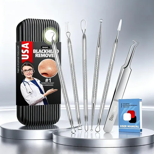 Miniatura 2 de Cbiumpro Paquete de 6 herramientas para eliminar puntos negros, kit de herramientas para reventar espinillas, extractor profesional de puntos negros