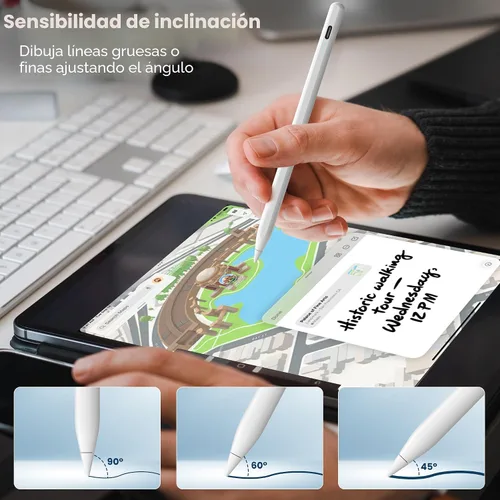Miniatura 6 de Lápiz para Apple iPad A16 10ª Generación, Lápiz capacitivo de carga rápida para iPad A16/11-6ª gen 2025-2018, Air 11"/13" M3/M2/5ª-3ª, Pro Blanco